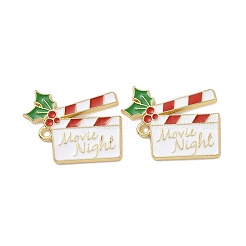 Christmas Theme Rack Plating Alloy Enamel Pendants&nbsp;PALLOY-O109-36LG