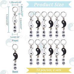 Yin Yang Alloy Enamel Pendant Locking Stitch Markers&nbsp;HJEW-AB00101