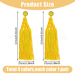 4 Pairs 4 Colors Polyester Tassels Earrings with Seed Beaded&nbsp;EJEW-FI0002-96