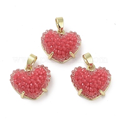 Druzy Resin Heart Pendants&nbsp;KK-R161-08G