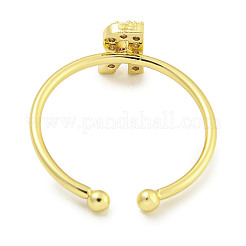 Rack Plating Brass Open Cuff Rings for Women&nbsp;RJEW-F162-02G-R