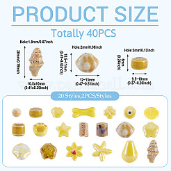 40Pcs 20 Styles Handmade Porcelain Beads&nbsp;PORC-TA0001-44