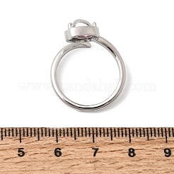 Brass Micro Pave Cubic Zirconia Cuff Open Rings for Women&nbsp;RJEW-L343-01P
