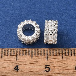 Brass Micro Pave Clear Cubic Zirconia European Beads&nbsp;CU-H003-01S