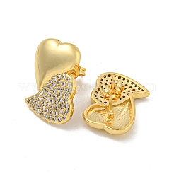 Heart Clear Cubic Zirconia Stud Earrings&nbsp;EJEW-N054-46G