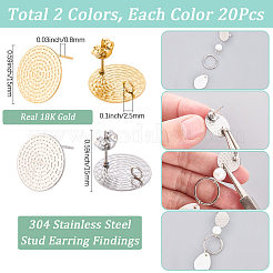40Pcs 2 Colors 304 Stainless Steel Stud Earings Finding&nbsp;STAS-SC0010-40