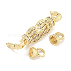 Brass Micro Pave Clear Cubic Zirconia Fold Over Clasps&nbsp;KK-S386-12G
