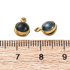 304 Stainless Steel Wrapped Dyed Natural Quartz Round Charms&nbsp;STAS-H235-01G-02