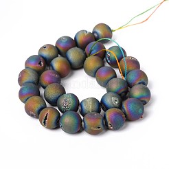 Electroplate Natural Agate Round Bead Strands&nbsp;G-M171-12mm-04