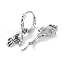 316 Surgical Stainless Steel Hand with Eye Hoop Earrings for Women&nbsp;EJEW-P274-09AS