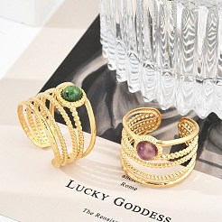 304 Stainless Steel Multi-layer Open Cuff Rings&nbsp;RJEW-Z078-02G