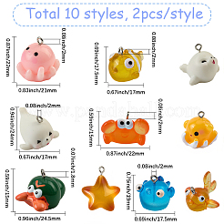 20Pcs 10 Styles Ocean Theme Resin Pendants&nbsp;RESI-SC0006-39