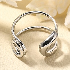 304 Stainless Steel Open Cuff Rings for Women&nbsp;RJEW-A054-01P