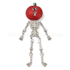 Halloween Skull with Pumpkin Enamel Pins&nbsp;LS-JEWB-B027-02