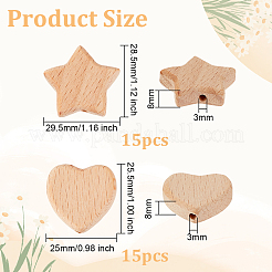 30Pcs 2 Styles Wood Beads&nbsp;WOOD-OC0002-74