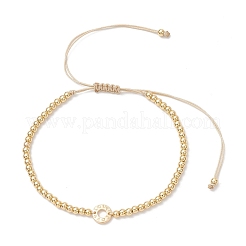 Brass Round Beads Braided Bead Bracelets&nbsp;BJEW-JB12888-01