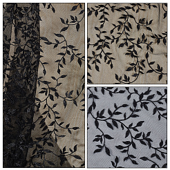 Polyester Leaf Lace Embroidery Fabrics&nbsp;DIY-WH20081-073A
