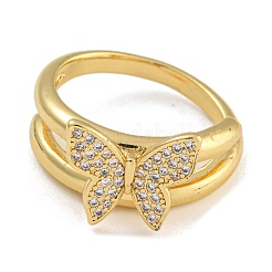 2Pcs 2 Styles Brass Micro Pave Cubic Zirconia Adjustable Rings for Women&nbsp;RJEW-P127-16G