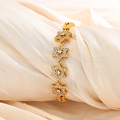 Brass Micro Pave Clear Cubic Zirconia Link Chain Bracelets for Women&nbsp;OO0305