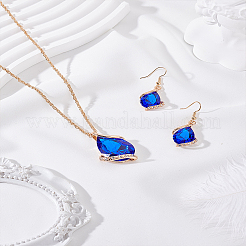 Teardrop Alloy Glass Jewerly Sets. Including Pendant Necklace and Dangle Earring&nbsp;SJEW-LP0001-30A