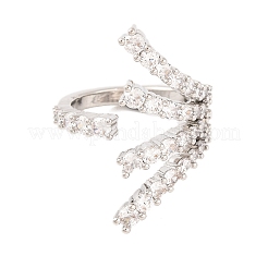Brass Micro Pave Clear Cubic Zirconia Open Cuff Rings&nbsp;RJEW-U009-08P-02