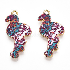 Printed Light Gold Tone Alloy Pendants&nbsp;ENAM-N056-210H