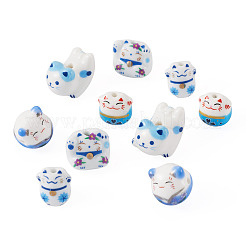 10Pcs 5 Styles Handmade Printed Porcelain Beads&nbsp;PORC-TA0001-81