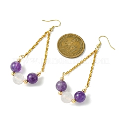 Natural Amethyst & Rose Quartz Dangle Earrings&nbsp;EJEW-JE05998