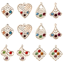 30Pcs 6 Styles Iron & Glass Pendants&nbsp;IFIN-FS0001-52