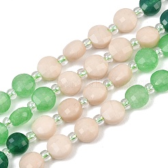Natural Agate Dyed White Jade & Fossil Beads Strands&nbsp;G-Z135-B02