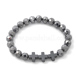 Natural Titanium Hertz Beads Stretch Bracelets for Women Men&nbsp;BJEW-R015-01