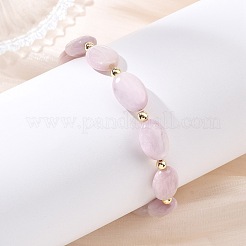 Natural Kunzite & Non-magnetic Synthetic Hematite Oval Beaded Stretch Bracelets for Women Men&nbsp;BJEW-JB13934-03