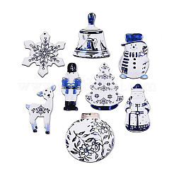 8Pcs Christmas UV Single Face Printed Wood Pendant Decorations&nbsp;WOOD-N020-18