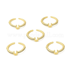 Clear Cubic Zirconia Initial Letter Open Cuff Ring&nbsp;RJEW-H120-09G-U