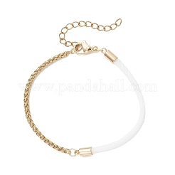 304 Stainless Steel Wheat Chains with Nylon Cord Mixed Chain Bracelets&nbsp;BJEW-JB13288-01