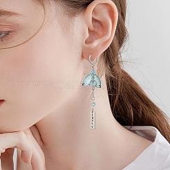 4 Pairs 4 Color Glass Flower Wind Chime Dangle Leverback Earrings&nbsp;EJEW-TA00209