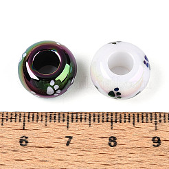 UV Plating Printed Opaque Acrylic European Beads&nbsp;MACR-N018-05