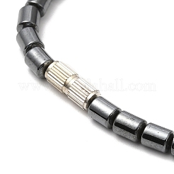 Synthetic Non-magnetic Hematite Cross Pendant Necklace with Beaded Chains&nbsp;NJEW-E095-03