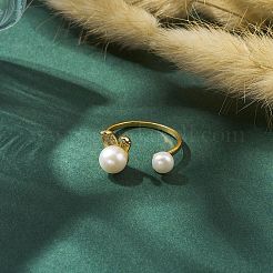 Natural Pearl Finger Rings&nbsp;RJEW-P113-17G
