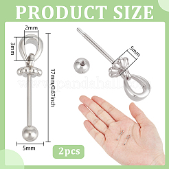 2Pcs 925 Sterling Silver Beadable Pin Pendant Bails&nbsp;STER-BC0003-32P