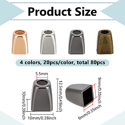 80Pcs 4 Colors Zinc Alloy Cord End&nbsp;BUTT-BC0001-16B