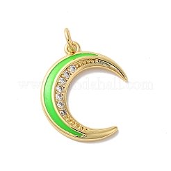 Moon Rack Plating Brass Micro Pave Cubic Zirconia Enamel Pendants&nbsp;KK-G504-06G