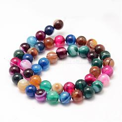 Natural Striped Agate/Banded Agate Bead Strands&nbsp;G-K155-A-8mm-12