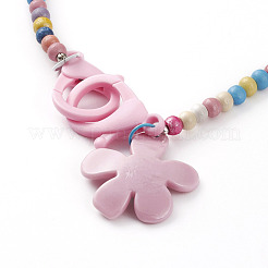 Personalized Spary Painted Natural Wood Beaded Necklaces&nbsp;NJEW-JN03243