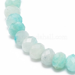 Natural Amazonite Rondelle Beaded Stretch Bracelets for Women&nbsp;BJEW-JB08956-03