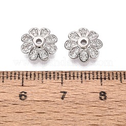Brass Micro Pave Clear Cubic Zirconia Bead Caps&nbsp;KK-Q071-14P-02