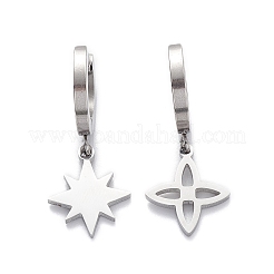 Non-Tarnish 3 Pair 3 Style Star & Clover & Snake & Infinity 304 Stainless Steel Asymmetrical Earrings&nbsp;EJEW-B020-14P