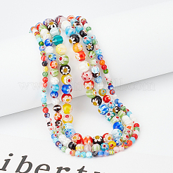 3 Strands 3 Styles Handmade Millefiori Glass Round Bead Strands&nbsp;LAMP-OC0001-69