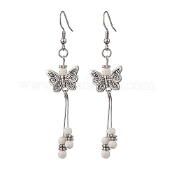 Butterfly 304 Stainless Steel Tassel Dangle Earrings&nbsp;EJEW-JE06422-01