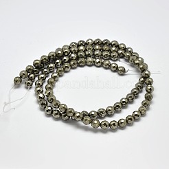 Natural Pyrite Round Beads Strands&nbsp;G-F197-08-6mm